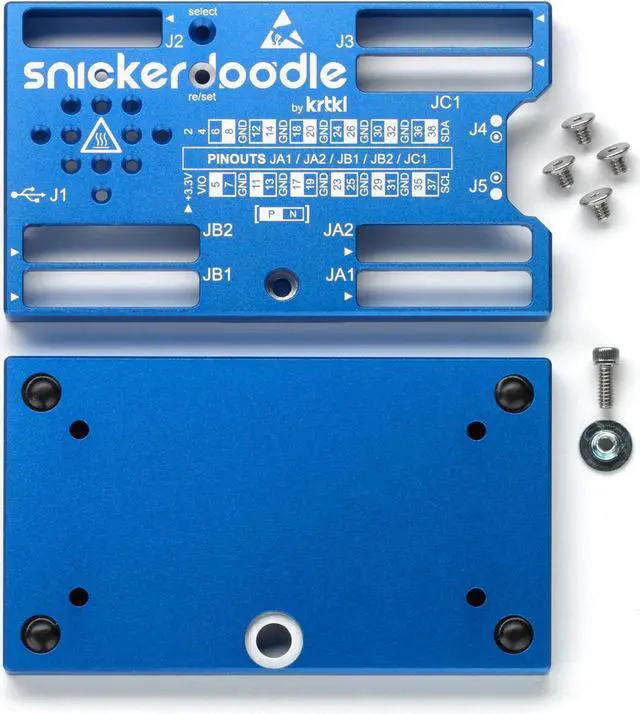 Alt view image 3 of 4 - krtkl cookieJar snickerdoodle Enclosure  Machined Aluminum Enclosure for Connectors Up snickerdoodle, Laser Engraved, Blue Anodized