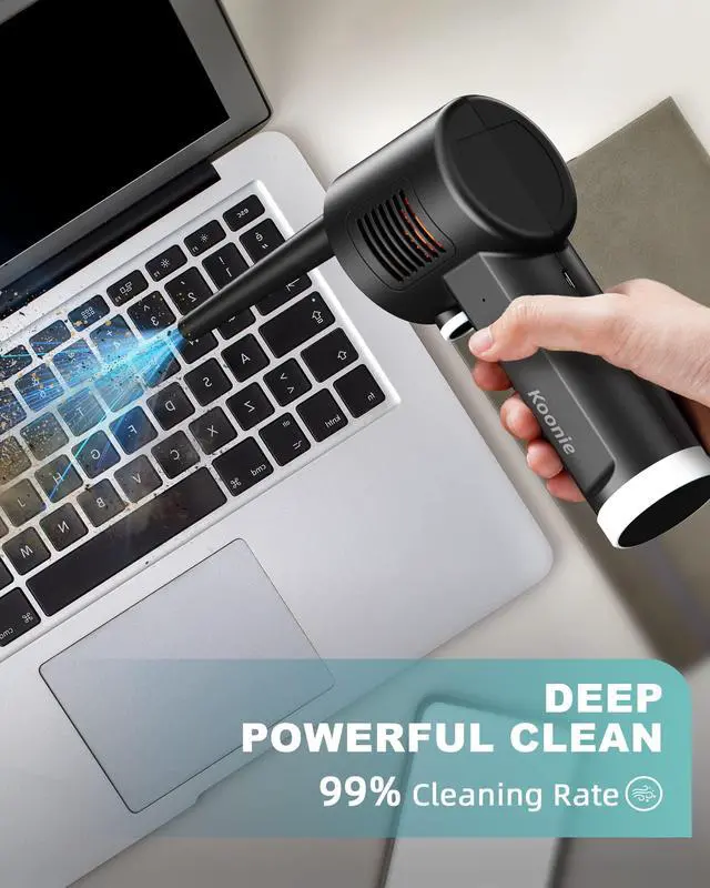 Alt view image 2 of 5 - Koonie Cordless Air Duster, Battery Operated Computer Cleaning Duster, Portable Replaces Compressed Air Cans, 6000mAh 10W Fast Charging Air Blower, No Gas for Computer Keyboard, Car, Pet House