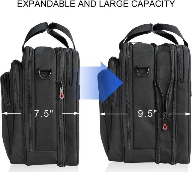 Alt view image 2 of 5 - KROSER Laptop Bag Expandable Lightweight Briefcase for 17.3" Laptop Premium Business Work Bag Water-Repellent Messenger Bag with RFID Pockets for Travel/Women/Men-Black
