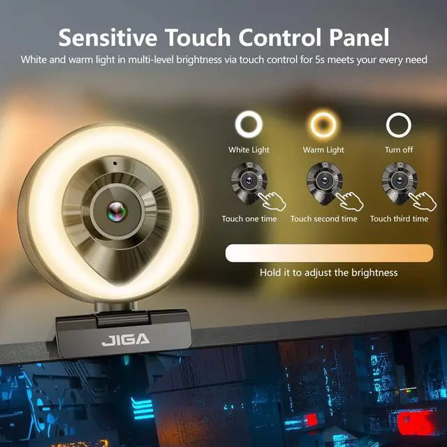 Alt view image 2 of 5 - JIGA Streaming Webcam with Dual Microphone 1080P Adjustable Right Light Pro Web Camera Advanced Auto-Focus with Tripod Zoom Camera Gaming Webcam for Xbox Facebook YouTube Streamer Conferencing