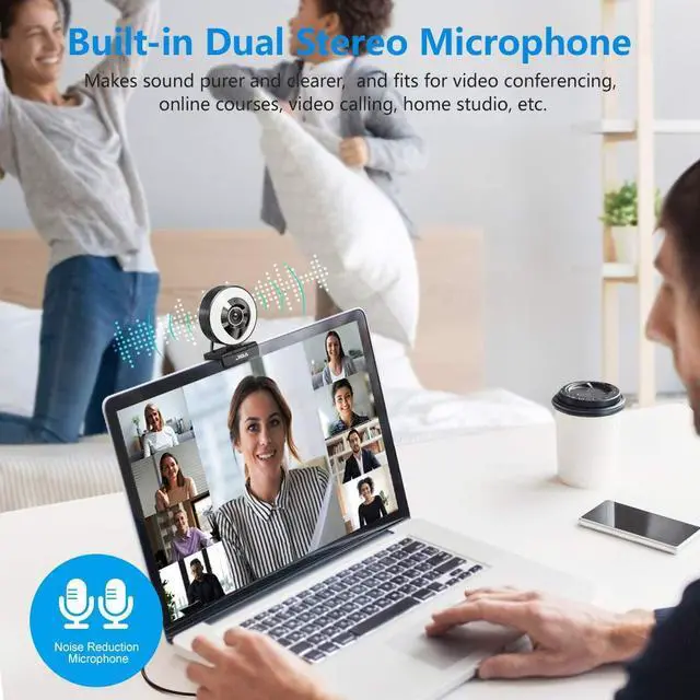 Alt view image 4 of 5 - JIGA Streaming Webcam with Dual Microphone 1080P Adjustable Right Light Pro Web Camera Advanced Auto-Focus with Tripod Zoom Camera Gaming Webcam for Xbox Facebook YouTube Streamer Conferencing