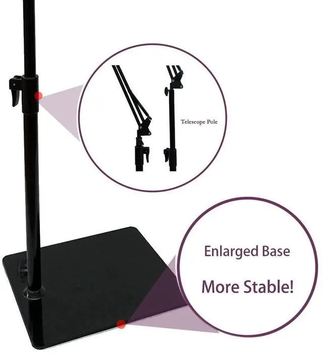 Alt view image 4 of 5 - Kutatek Height and Angle Adjustable Floor Stand for iPad, iPhone, Samsung Galaxy Tablet, Kindle, Universal 360-degree Adjustable Floor Stand Holder for 3.5"~11" Devices, Max Height 59"(Black)