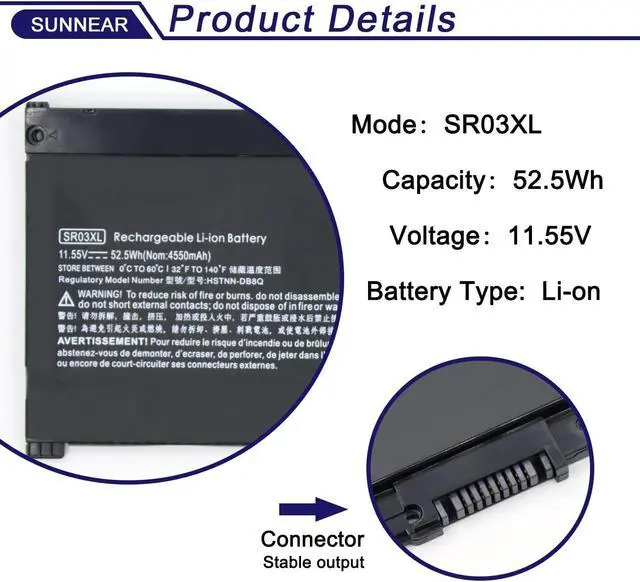 Alt view image 2 of 5 - SUNNEAR SR03XL L08855-855 Battery Replacement for HP Envy x360 15-CN 15-CP 17-BW Pavilion 15-CX 15-cx0000 15-cx0058wm 15-cx0056wm Serie L08934-2C1 L08934-1B1 L08934-2B1 HSTNN-DB8Q TPN-Q194