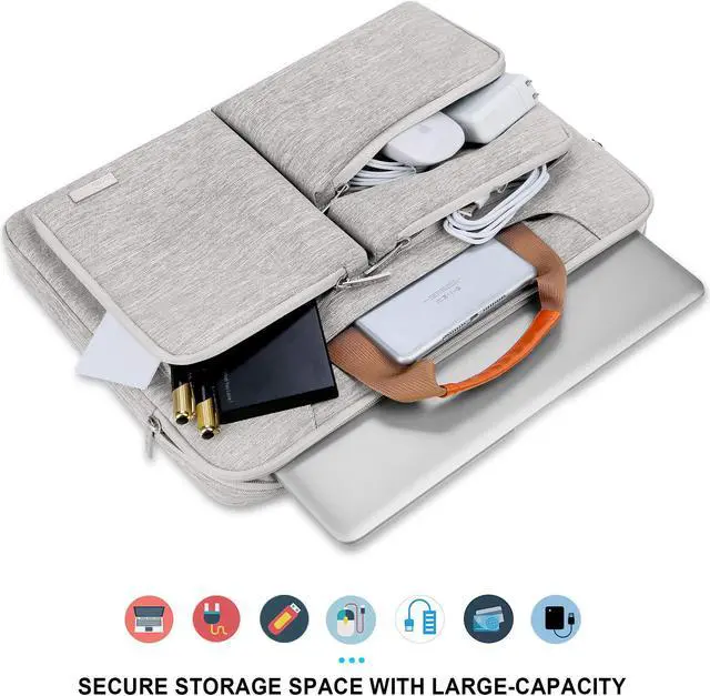 Alt view image 2 of 5 - Lacdo 360° Protective Laptop Shoulder Bag for 13 inch New MacBook Air M4 A3240 2025, M3 A3113, M2 A2681, M1 A2337 A2179 A1932 2024-2018 | 13 inch MacBook Pro M2 M1 A2338 A2251 A2289 Computer Bag, Gray