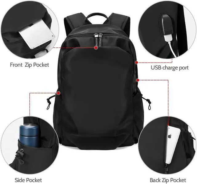 Alt view image 3 of 5 - LAORENTOU Men's Laptop Backpacks Canvas Backpack for Men Women Travel Backpack Bookbag Lightweight (Black 1)