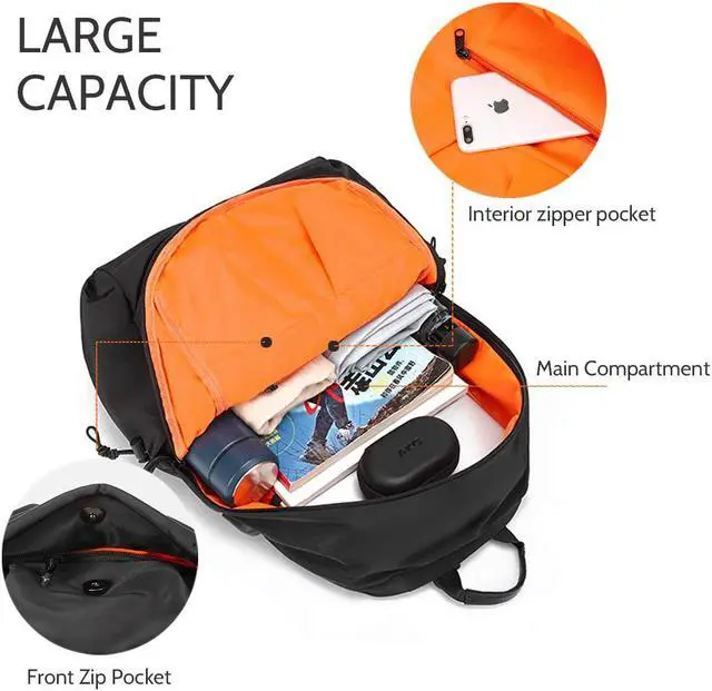 Alt view image 4 of 5 - LAORENTOU Men's Laptop Backpacks Canvas Backpack for Men Women Travel Backpack Bookbag Lightweight (Black 1)