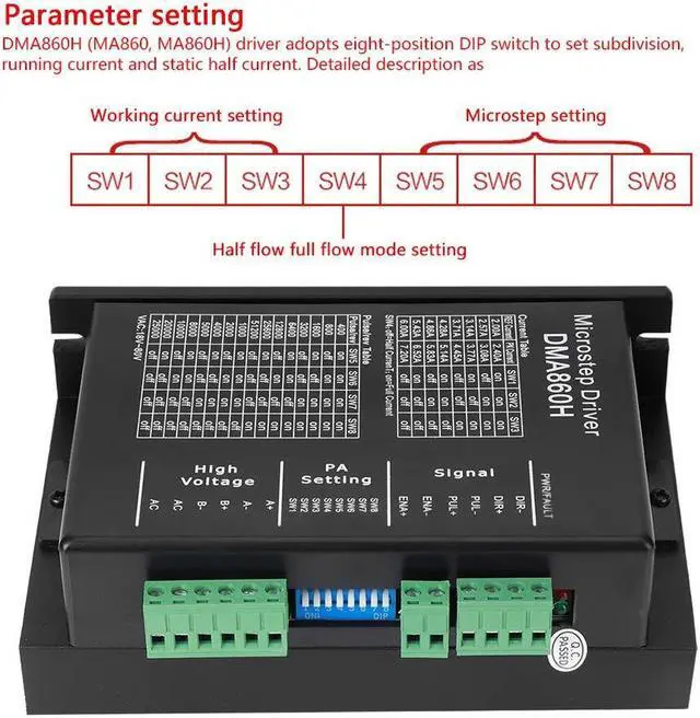 Alt view image 2 of 5 - CNC Stepper Motor Driver, 1880VAC Stepper Motor Driver, Stepper Motor Accessories Good Performance DMA860H for Stepper Motor
