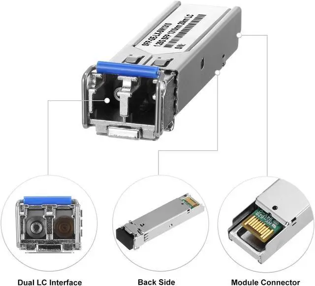 Alt view image 2 of 5 - 10Pcs SFP Network Transceiver Module, 1.25 Gigabit Single Mode LC Duplex 1000BASE-LX Dual Fiber SFP 20km 1310nm