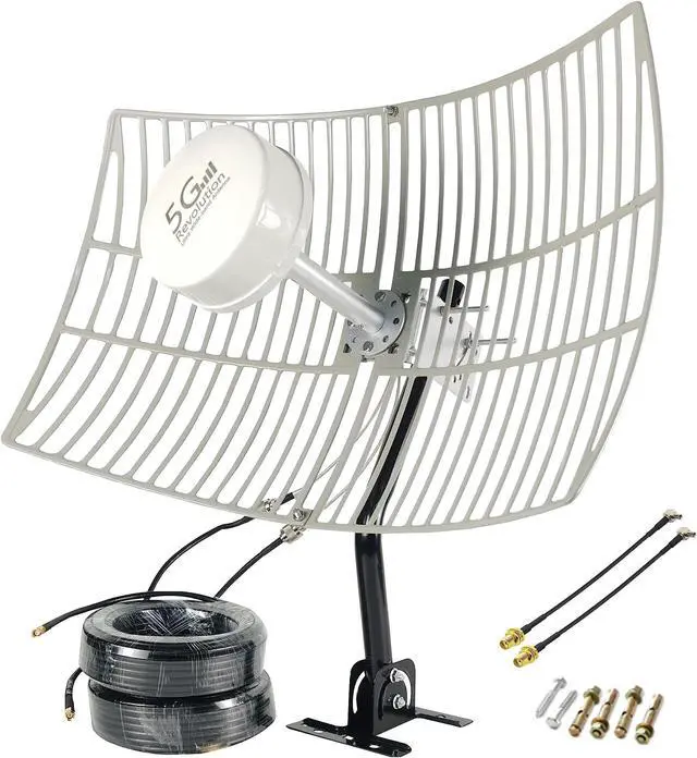 Main image of SIGNALPLUS Parabolic Antennas Kit, 2x2 MIMO Antenna 5G, 4G LTE Antenna Outdoor Directional WiFi Antennas Long Range for 5G 4G LTE Routers, TS-9, SMA, 698-6000MHz, 30dBi, 15meter LMR240, Mount Pole