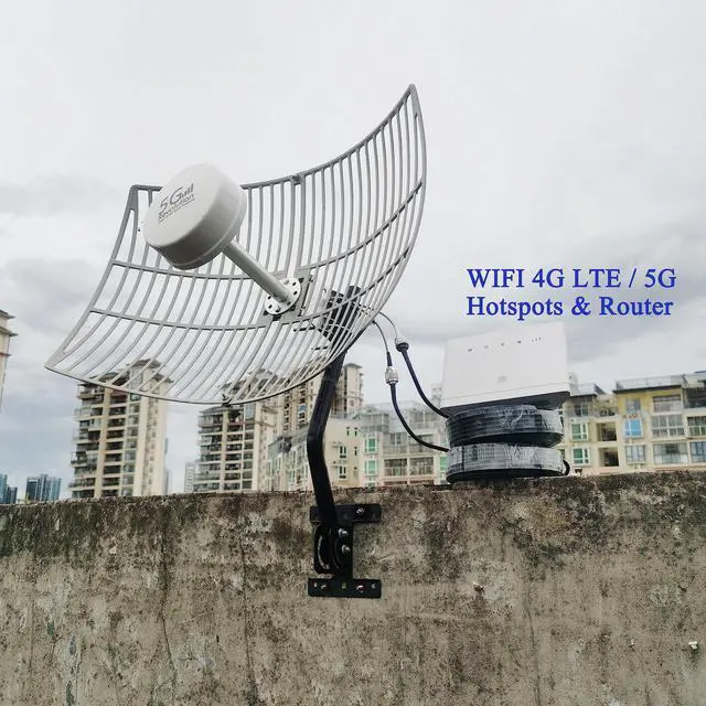 Alt view image 2 of 5 - SIGNALPLUS Parabolic Antennas Kit, 2x2 MIMO Antenna 5G, 4G LTE Antenna Outdoor Directional WiFi Antennas Long Range for 5G 4G LTE Routers, TS-9, SMA, 698-6000MHz, 30dBi, 15meter LMR240, Mount Pole