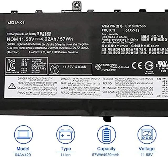 Alt view image 2 of 5 - JOTACT 01AV429 01AV430 Laptop Battery Compatible with ThinkPad X1 Carbon 5th Gen 2017 6th Gen 2018 Series SB10K97587 01AV431 SB10K97588 01AV494 SB10K97586 01AV429 SB10K97586