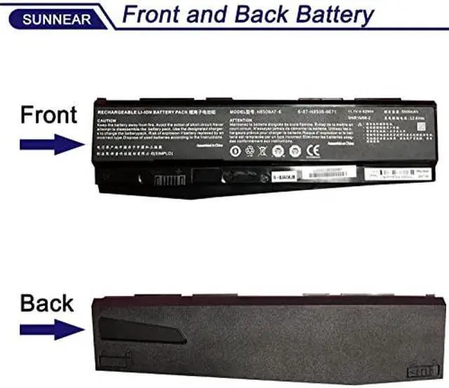 Alt view image 3 of 5 - SUNNEAR N850BAT-6 62Wh Battery Replacement for CLEVO N870 N870HK Z6-KP Z6-KP5GT Z7M-KP Z7M-KP7G1 T58-T1 T6TI Series Laptop 6-87-N850S-6E71 6-87-N850S-4U41 11.1V 5500mAh