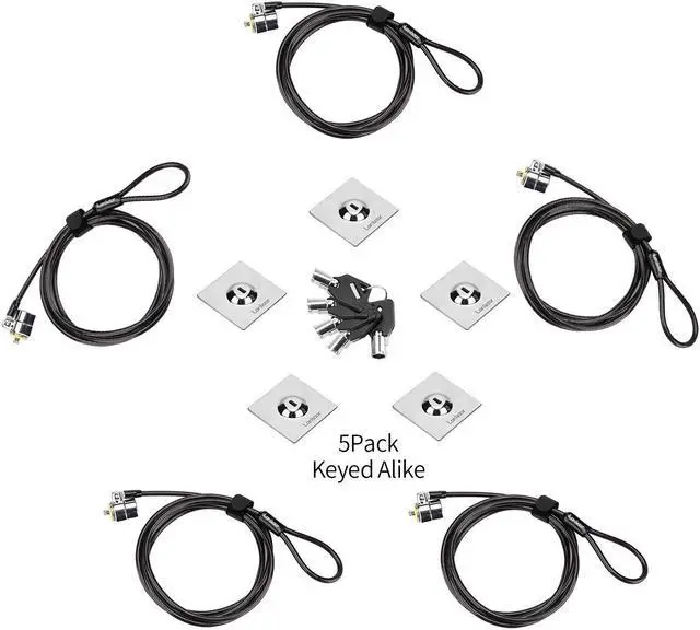 Main image of LORADAR 5Pack Laptop Cable Lock Hardware Security Cable Lock Anti Theft 5Keys 6.7Ft Compatible for Laptops, iMac,Out Door TV,Mac Mini,& Other Devices Longer Cable (keyed Alike)