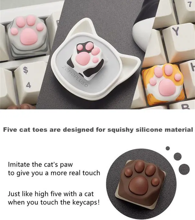Alt view image 2 of 5 - SYA Zomoplus Cute Cat Paw Keycap,Squishy Paw Custom Keycap-1pc Keycap for Mechanical Keyboard,Suitable for Cherry MX/Gateron Switches-ESC Key Keycap (4pcs Keycap Suit)
