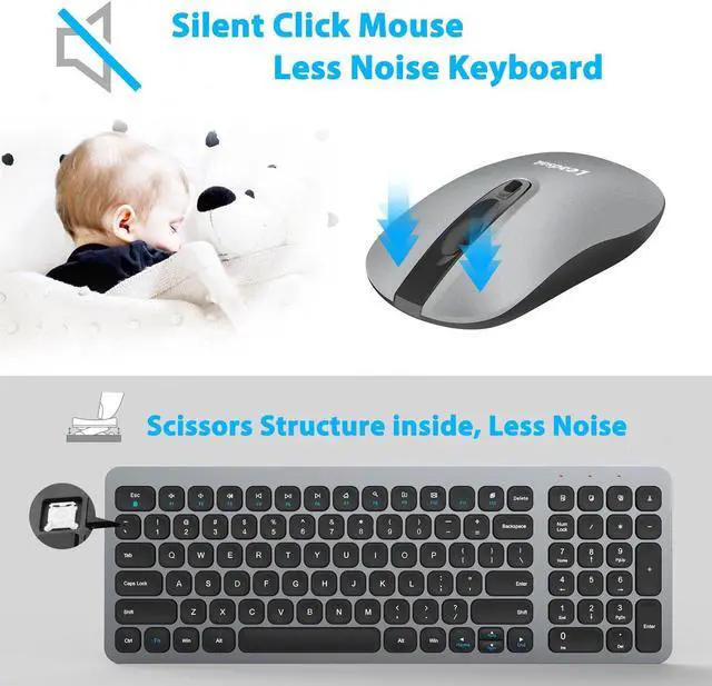 Alt view image 2 of 5 - LeadsaiL Wireless Keyboard and Mouse Combo, Wireless USB Mouse and Computer Keyboard Set, Compact and Silent for Windows Laptop, Desktop, PC