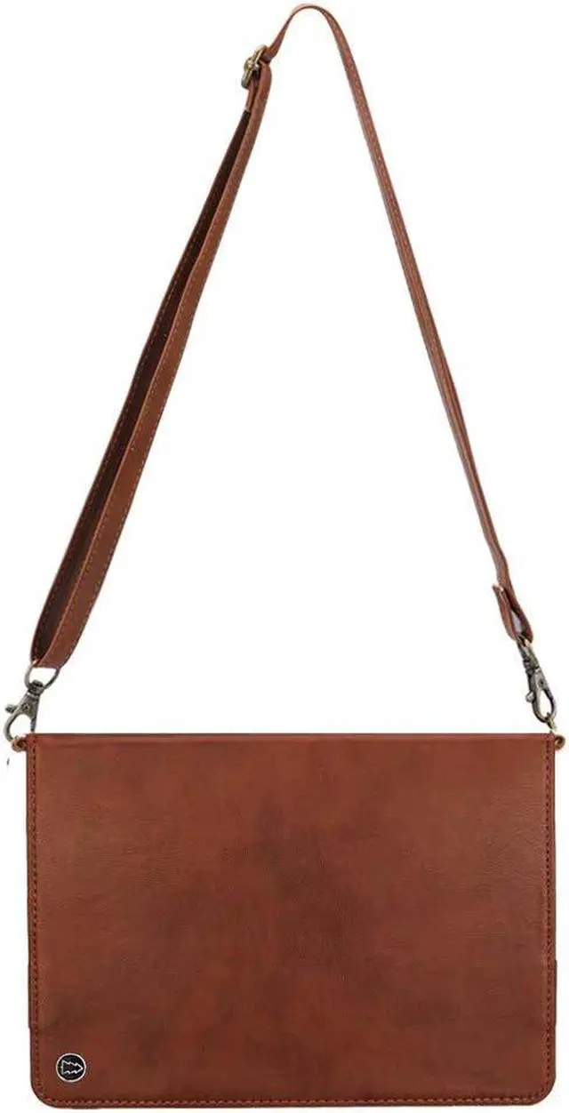 Alt view image 4 of 5 - Handbag Case for Samsung Galaxy Tab S8+/S7+/S7 FE 12.4", Techcircle Folio Stand Crossbody Wallet Case w/Pen Holder & Card Slots Thin Pocket, Built-in Hand Strap & Removable Shoulder Strap, Coffee