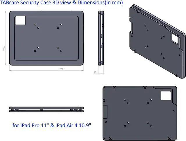 Alt view image 5 of 5 - TABcare Anti-Theft Acrylic VESA Enclosure for Apple iPad Air 4 5 10.9" with Free Wall Mount Kit & 90-Degree Angle USB C Charge Cable (iPad AIr 4/5 10.9", Black)