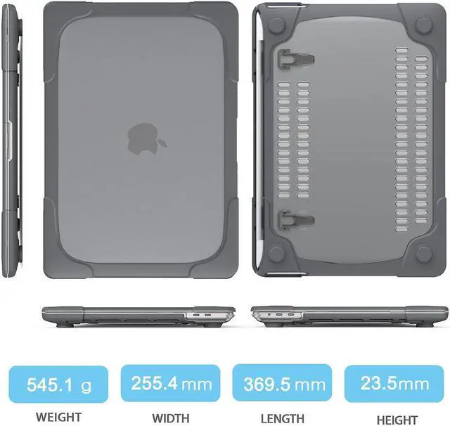 Alt view image 2 of 5 - Mektorn for MacBook Pro 16 inch Case 2020 2019 A2141 Heavy Duty Dual Layer Shockproof Bumper Hard Case Cover New Pro 16 with Touch Bar & Touch ID, Gray