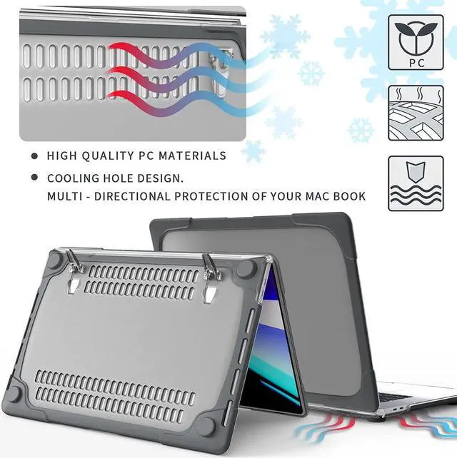 Alt view image 4 of 5 - Mektorn for MacBook Pro 16 inch Case 2020 2019 A2141 Heavy Duty Dual Layer Shockproof Bumper Hard Case Cover New Pro 16 with Touch Bar & Touch ID, Gray