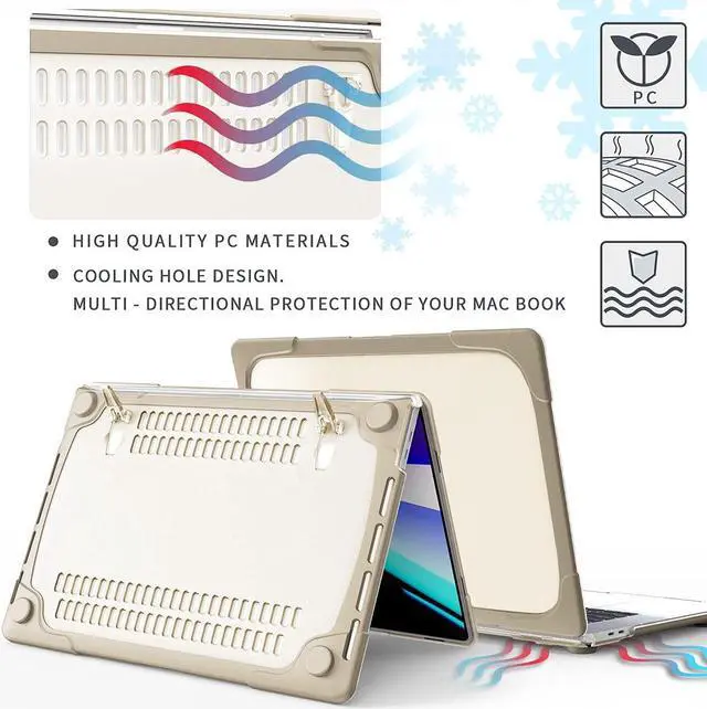 Alt view image 4 of 5 - Mektron for MacBook 16 inch Pro Case 2020 2019, Heavy Duty Dual Layer Hard Case Cover with TPU+PC Bumper for MacBook Pro 16 inch Cover A2141, Khaki