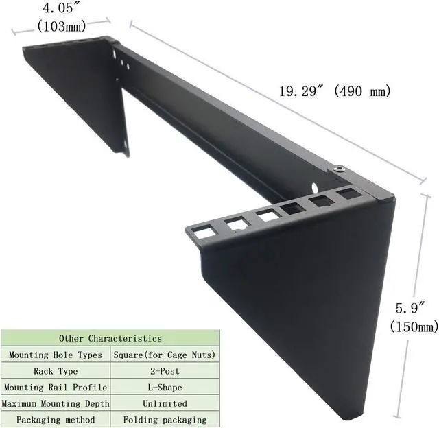 Alt view image 5 of 5 - JINGCHENGMEI 19 Inch 2U Heavy Duty Vertical Wall Mountable Rack and 125 lb Wall Mountable Server Rack (MFT-HVWRF2U)