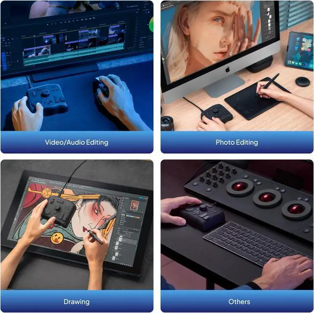 Alt view image 4 of 5 - TourBox NEO, Custom Controller for Photo Video Editing, Color Grading, Ilustration, Mac/Windows, Adobe Photoshop Lightroom Premiere Illustrator Davinci Resolve After Effects Final Cut Pro Keyboard