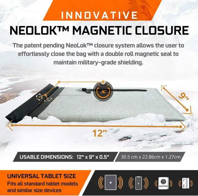 Alt view image 4 of 5 - Mission Darkness Dry Shield Faraday Tablet Sleeve // Slim Waterproof Dry Bag for Tablets + RF Shielding Liner // Signal Blocking, Anti-Tracking, EMP Shield, Data Privacy, Electronic Device Security