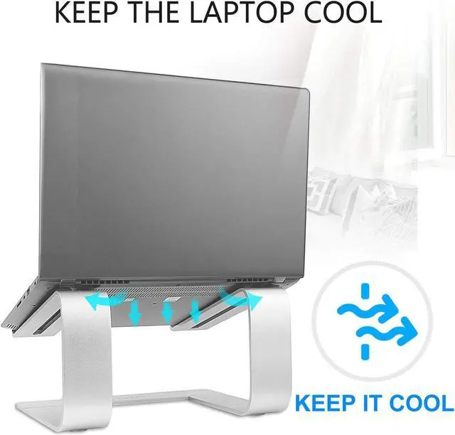 Alt view image 5 of 5 - Urmust Laptop Stand for Desk Aluminum Computer Stand for Laptop Riser Holder Notebook Stand Compatible with MacBook Air Pro, Dell, HP, Lenovo Samsung, Alienware All Laptops 11-15.6"(Silver)