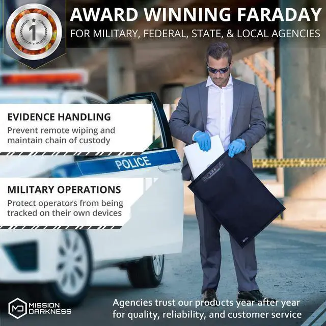 Alt view image 5 of 5 - Mission Darkness Faraday Bag Bundle [Standard Collection] - Phone, Tablet, and Laptop Size Bags Included + Bonus Key fob Bag. RF Shielding, EMF Reduction, EMP Protection, Anti-Tracking & Hacking