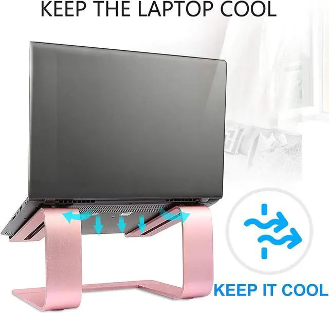 Alt view image 4 of 5 - Urmust Laptop Stand for Desk - Aluminum Computer Stand Riser Holder for MacBook Air Pro, Dell, HP, Lenovo, Samsung, Alienware Laptops 11-15.6" (Rose Gold)