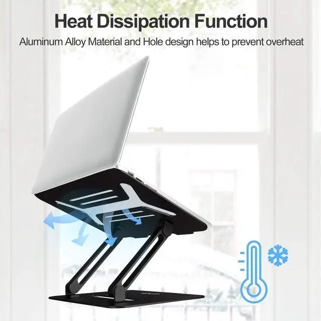 Alt view image 5 of 5 - Urmust Adjustable Laptop Stand for Desk Aluminum Computer Stand for Laptop Riser Holder Notebook Stand Compatible with MacBook Air Pro Ultrabook All Laptops 11-17 inch (Black)