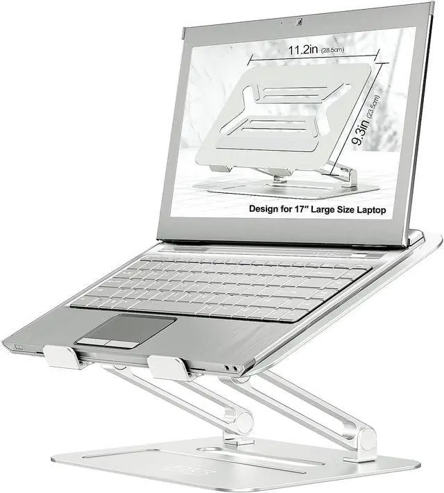 Main image of Urmust Adjustable Laptop Stand for Desk Aluminum Computer Stand for Laptop Riser Holder Notebook Stand Compatible with MacBook Air Pro Ultrabook All Laptops 11-17 inch (Silver)