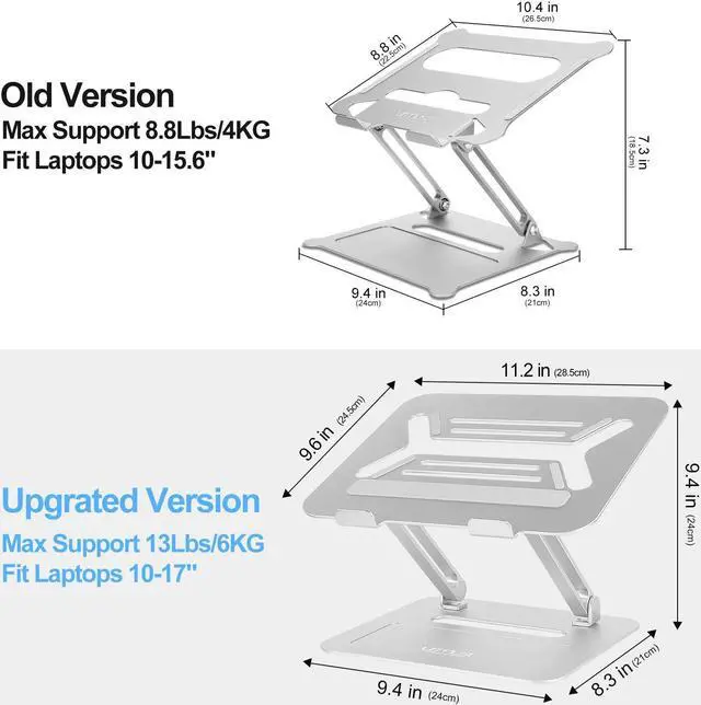 Alt view image 4 of 5 - Urmust Adjustable Laptop Stand for Desk Aluminum Computer Stand for Laptop Riser Holder Notebook Stand Compatible with MacBook Air Pro Ultrabook All Laptops 11-17 inch (Silver)