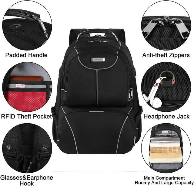 Alt view image 2 of 5 - VECKUSON Lunch Bag Backpack, Insulated Cooler Lunch Box Backpack, Extra Large Travel Laptop Backpack TSA Friendly RFID Computer College bag with USB Port for Women Men Fits 17.3 Inch Laptop