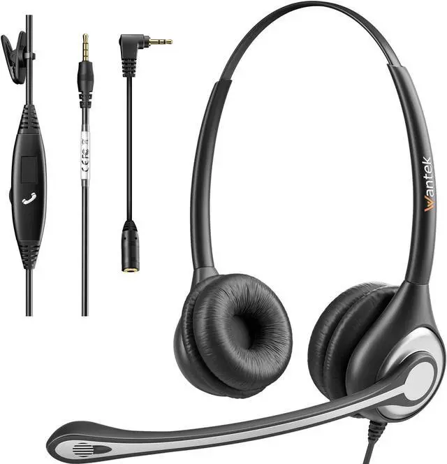 Main image of Phone Headset for Cell Phone with Microphone Noise Cancelling, 3.5mm Computer Headphones for iPhone Samsung PC Mac, Laptop Headset for Office Home