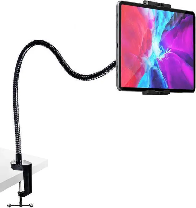 Main image of woleyi Gooseneck Tablet Holder Mount, Heavy Duty Desk/Bed Tablet Stand, Flexible Arm Clip for iPad Pro Air Mini, Galaxy Tab/Z Fold, Fire HD, Surface Pro/Go, Switch, iPhone and More 4.7-13" Devices