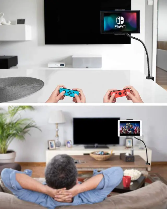 Alt view image 2 of 5 - woleyi Gooseneck Tablet Holder Mount, Heavy Duty Desk/Bed Tablet Stand, Flexible Arm Clip for iPad Pro Air Mini, Galaxy Tab/Z Fold, Fire HD, Surface Pro/Go, Switch, iPhone and More 4.7-13" Devices