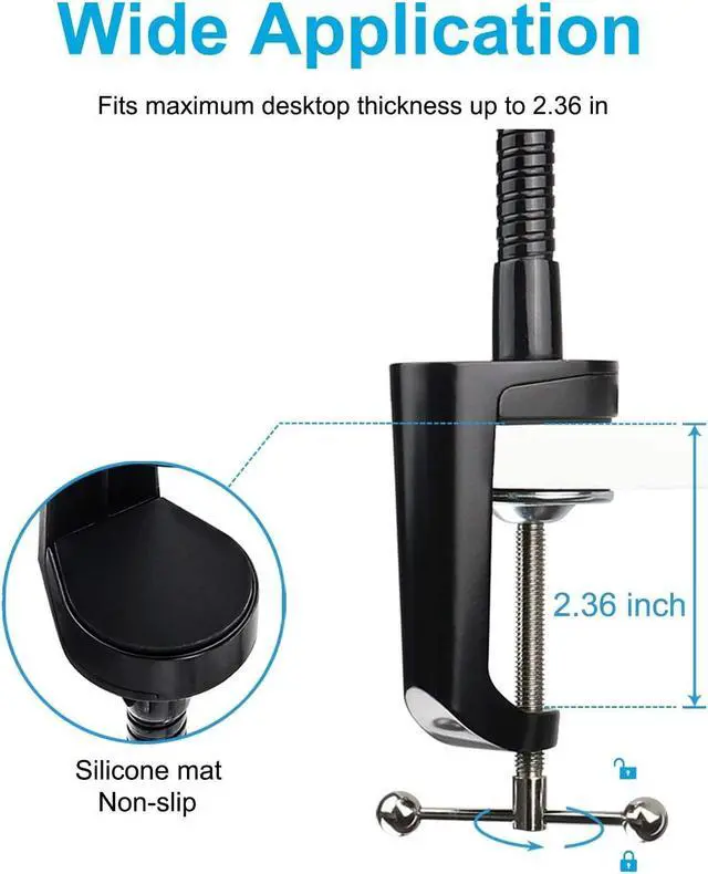 Alt view image 3 of 5 - woleyi Gooseneck Tablet Holder Mount, Heavy Duty Desk/Bed Tablet Stand, Flexible Arm Clip for iPad Pro Air Mini, Galaxy Tab/Z Fold, Fire HD, Surface Pro/Go, Switch, iPhone and More 4.7-13" Devices