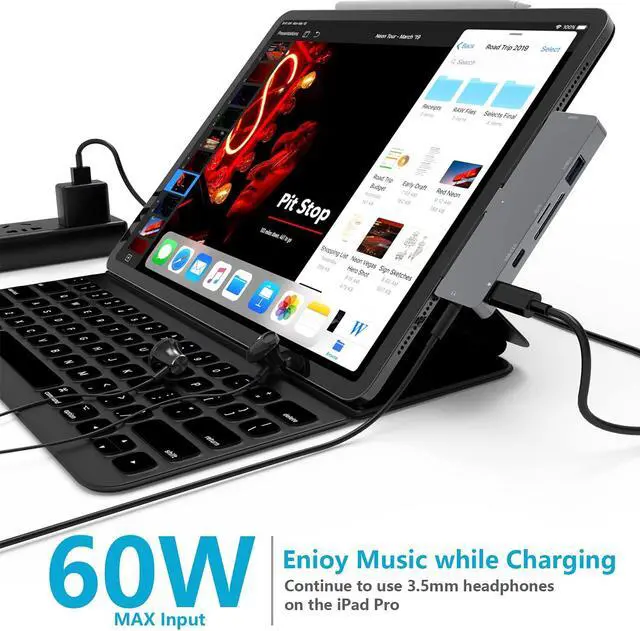 Alt view image 4 of 5 - iPad Pro USB C Hub, 7-in-1 Adapter for iPad Pro 12.9 11 inch iPad Air 5 4 Docking Station with 4K HDMI, USB-C PD, SD/TF Card Reader, USB 3.0, 3.5mm Headphone Jack, iPad Mini 6 Accessories
