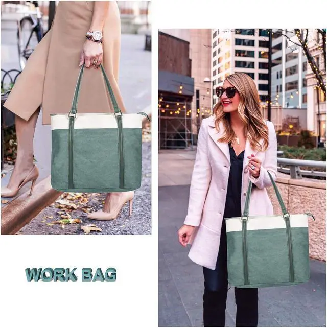 Alt view image 2 of 5 - Women's Work Bag with Laptop Compartment Zipper Pockets Teacher Totes Purse