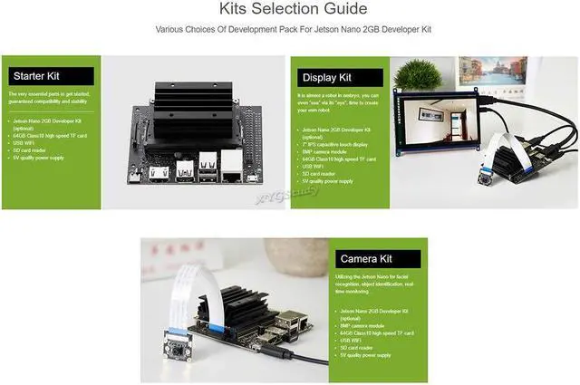 Alt view image 5 of 5 - Jetson Nano 2GB Developer Accessories Kit for Small Powerful Computer AI Development Board with 7 inch IPS Touch HDMI Screen LCD Display Micro Card 64GB USB WiFi 8MP Camera Module @XYGStudy (AcceC)
