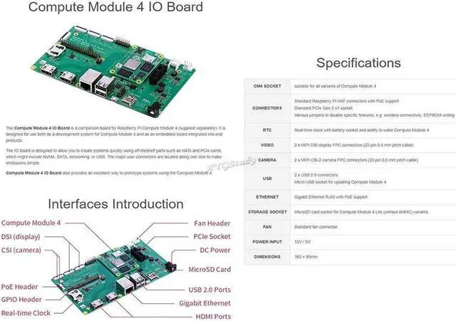 Alt view image 2 of 5 - for Raspberry Pi Compute Module 4 IO Board Development Platform and Reference Base-Board Design for CM4 with Cables @XYGStudy