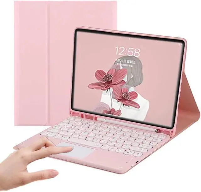 Main image of AnMengXinLing Keyboard Case for iPad Air M3 2025/M2 11inch/Air 5 /Air 4, Touchpad Detachable Keyboard Case with Pencil Holder, Slim Folio Cover for iPad Air 7th/6th/5th/4th Gen, Pink