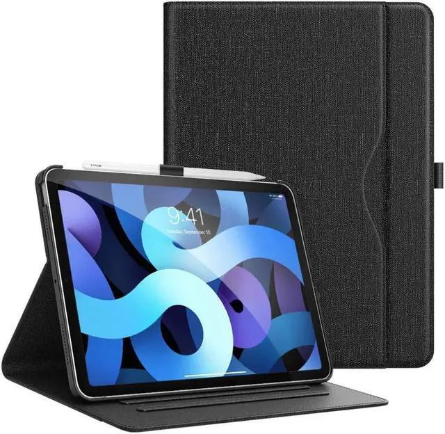 Main image of SaharaCase Business Folio Case for Apple iPad Air 10.9-inch (4th Gen, 5th Gen) and iPad Air 11-inch M2 [Shockproof Bumper] Rugged Protection Antislip Grip Kickstand - Black