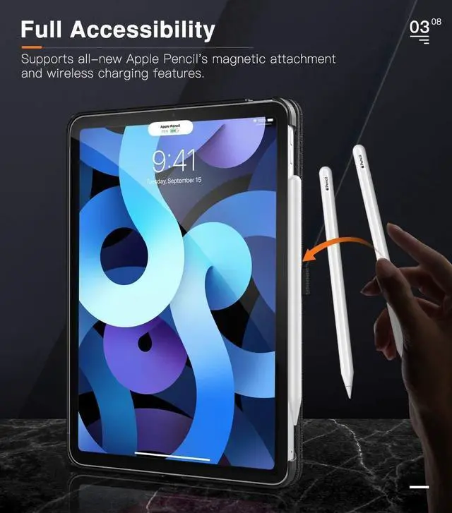 Alt view image 5 of 5 - SaharaCase Business Folio Case for Apple iPad Air 10.9-inch (4th Gen, 5th Gen) and iPad Air 11-inch M2 [Shockproof Bumper] Rugged Protection Antislip Grip Kickstand - Black