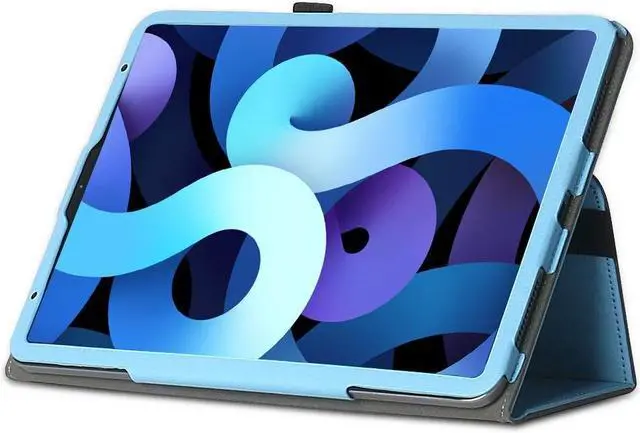 Alt view image 3 of 5 - SaharaCase Folio Case for Apple iPad Air 10.9" (4th Generation 2020 and 5th Generation 2022) [Shockproof Bumper] Rugged Protection Antislip Grip Leather Kickstand (Aqua)