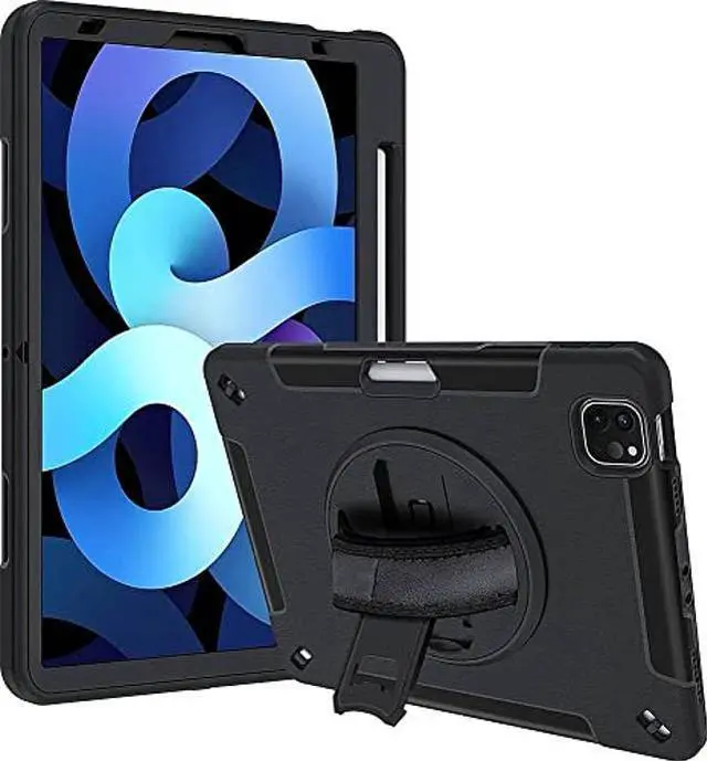 Alt view image 5 of 5 - SaharaCase Protection Case for Apple iPad Air 10.9" (4th Generation 2020 and 5th Generation 2022) [Shockproof Bumper] Rugged Antislip Grip Slim Kickstand Hand Strap - Black