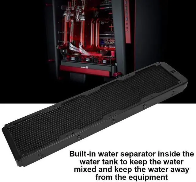 Alt view image 3 of 5 - Computer Heat Exchanger Radiator, G1/4 Thread 480mm Water Cooling Radiator 18-Tubes Aluminum Alloy Heat Exchanger Computer for Cooling System