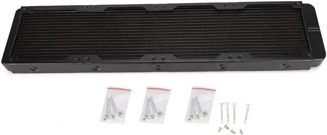 Alt view image 4 of 5 - Computer Heat Exchanger Radiator, G1/4 Thread 480mm Water Cooling Radiator 18-Tubes Aluminum Alloy Heat Exchanger Computer for Cooling System