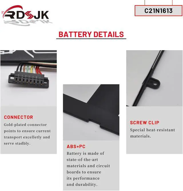 Alt view image 5 of 5 - C21N1613 Laptop Battery for Asus Chromebook Flip C302 C302C C302CA C302CA-1A C302CA-DH54 C302CA-DHM4 C302CA-DHM3 C302CA-GU001 GU003 GU005 GU006 GU010 GU011 GU017 C302SA Series 0B200-02280000 7.7V 39Wh